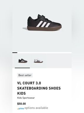 adidas Kids VL Court 3.0 Black White Brown Sole Sneakers